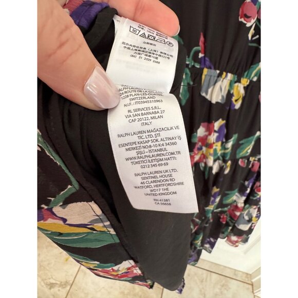 Lauren Ralph Lauren black Short Sleeve Floral Mini Dress Size 12 - Picture 9 of 9